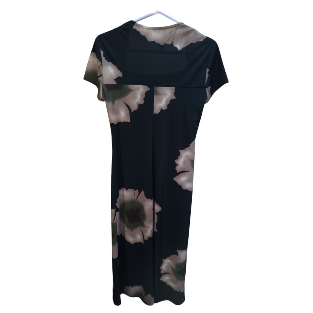 Dj & Co Dawn Joy 90's Vintage Dress Black Floral Size 10 Y2K Watercolor - Picture 2 of 6